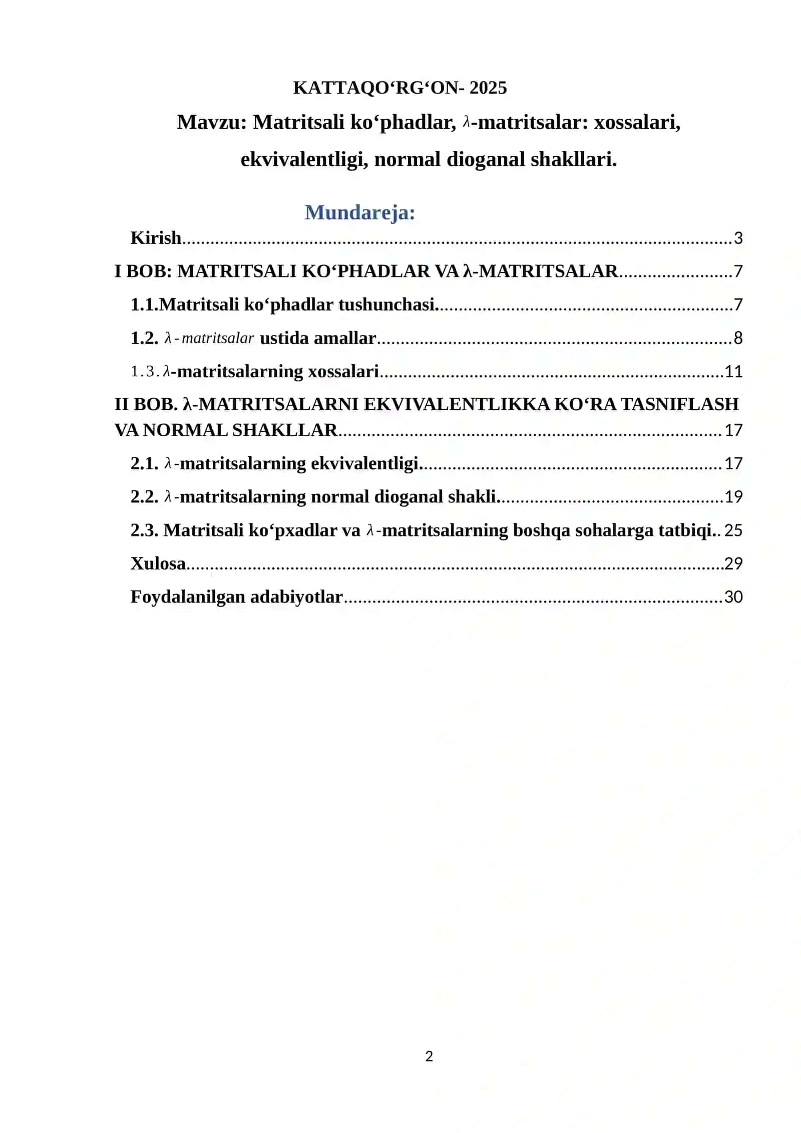"Algebra va sonlar nazariyasi" 2