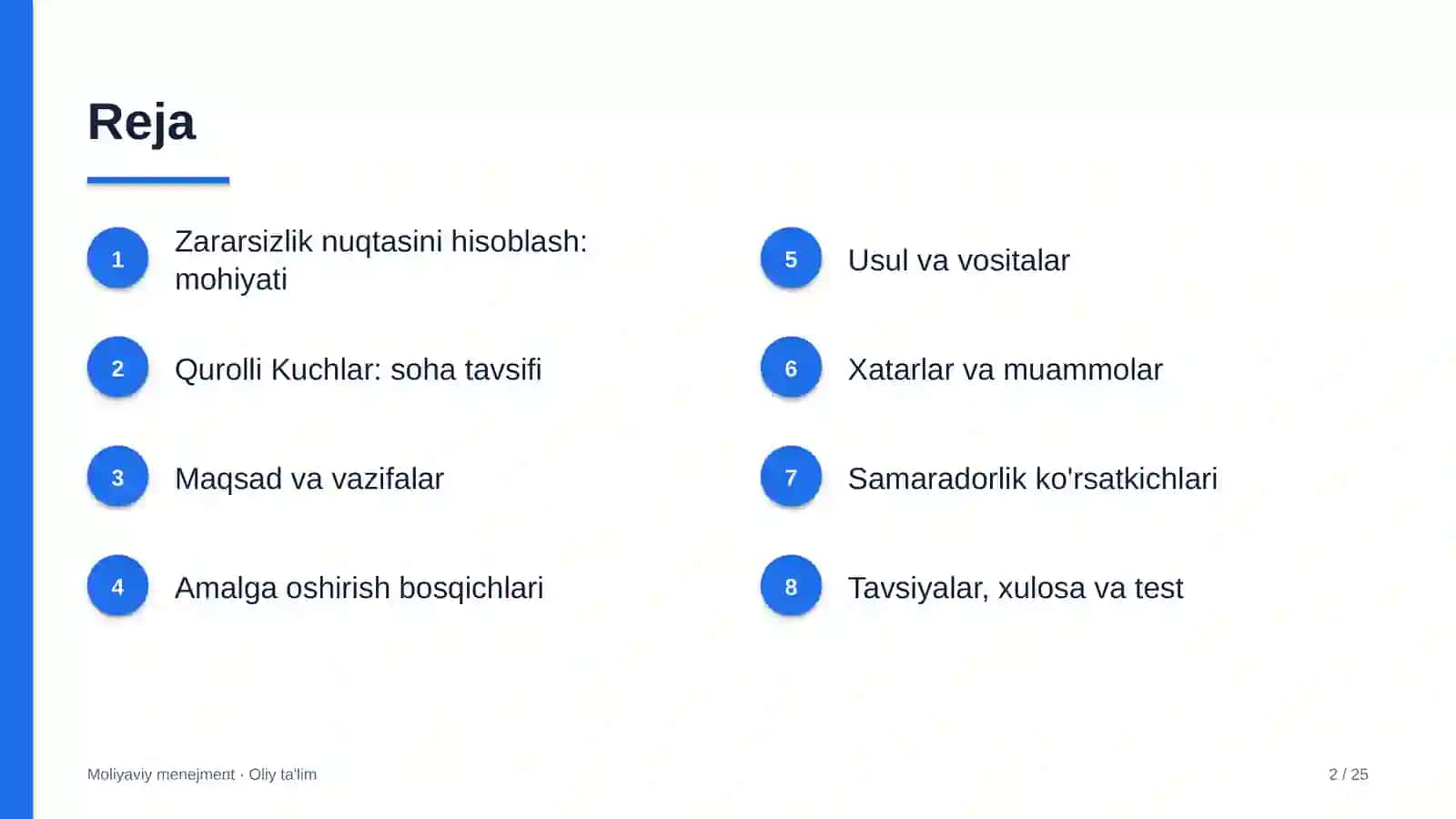 Qurolli Kuchlarda zararsizlik nuqtasini hisoblash 2