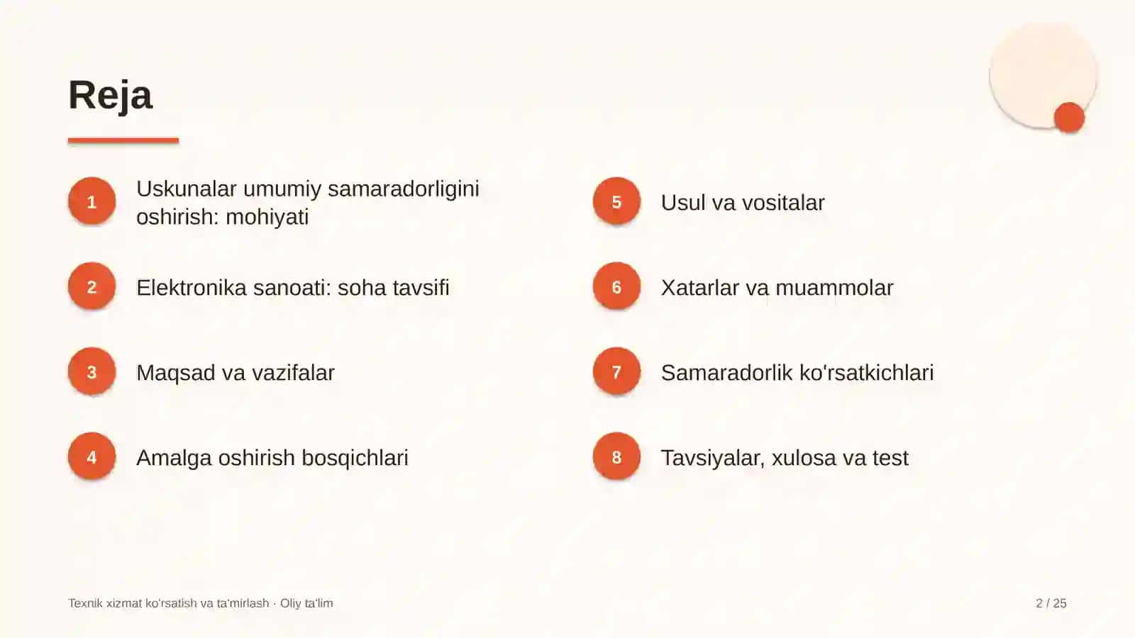 Elektronika sanoatida uskunalarning umumiy samaradorligini oshirish 2