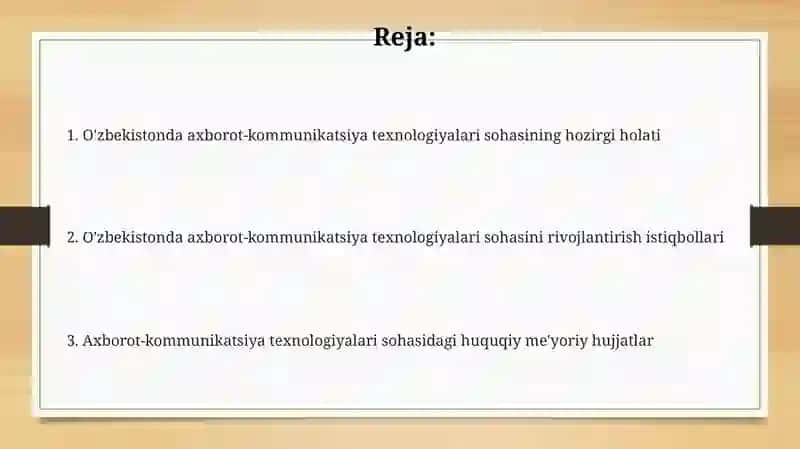 Axborot-kommunikatsiya texnologiyalari sohasidagi huquqiy me'yoriy hujjatlar 2