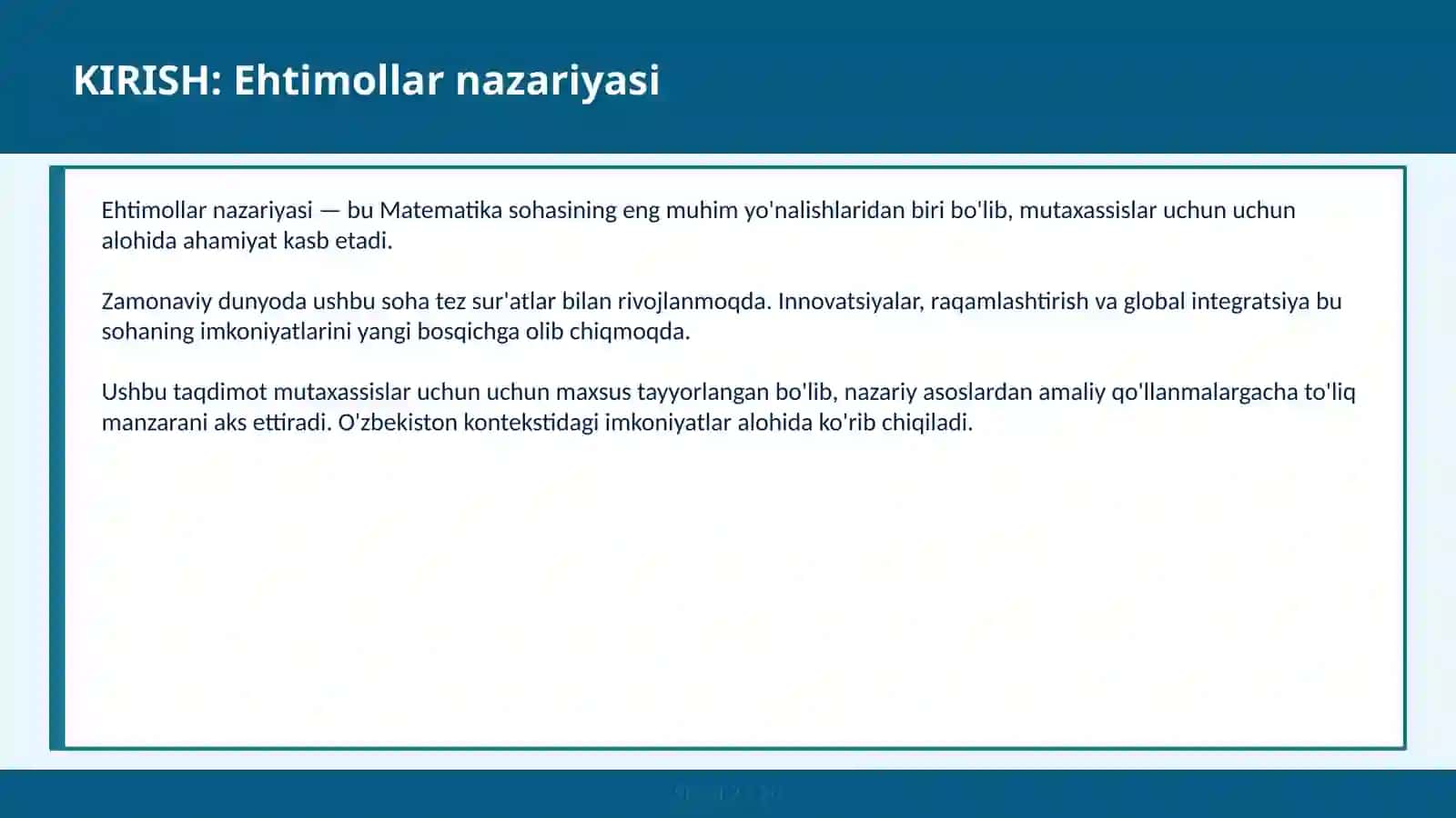 Ehtimollar nazariyasi 2