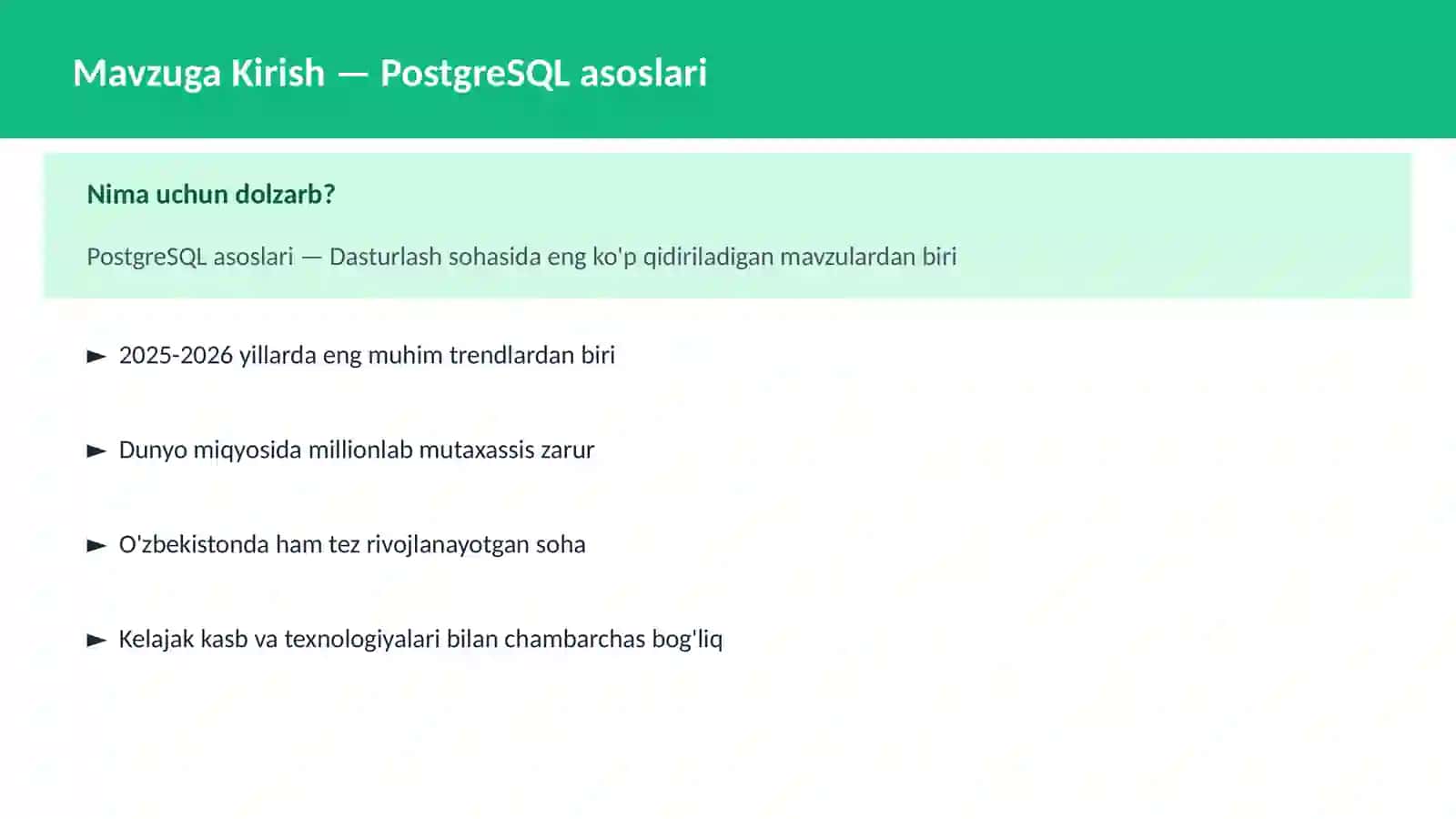 PostgreSQL asoslari 2