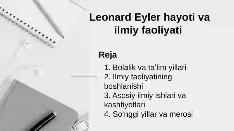 Leonard Eyler hayoti va ilmiy faoliyati 2