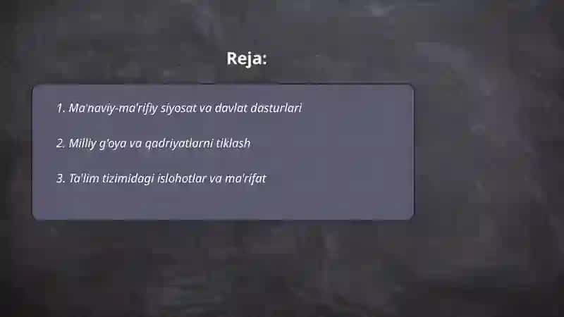 Ma'naviy va ma'rifiy taraqqiyot 2