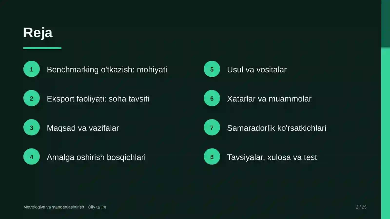 Eksport faoliyatida benchmarking o'tkazish 2
