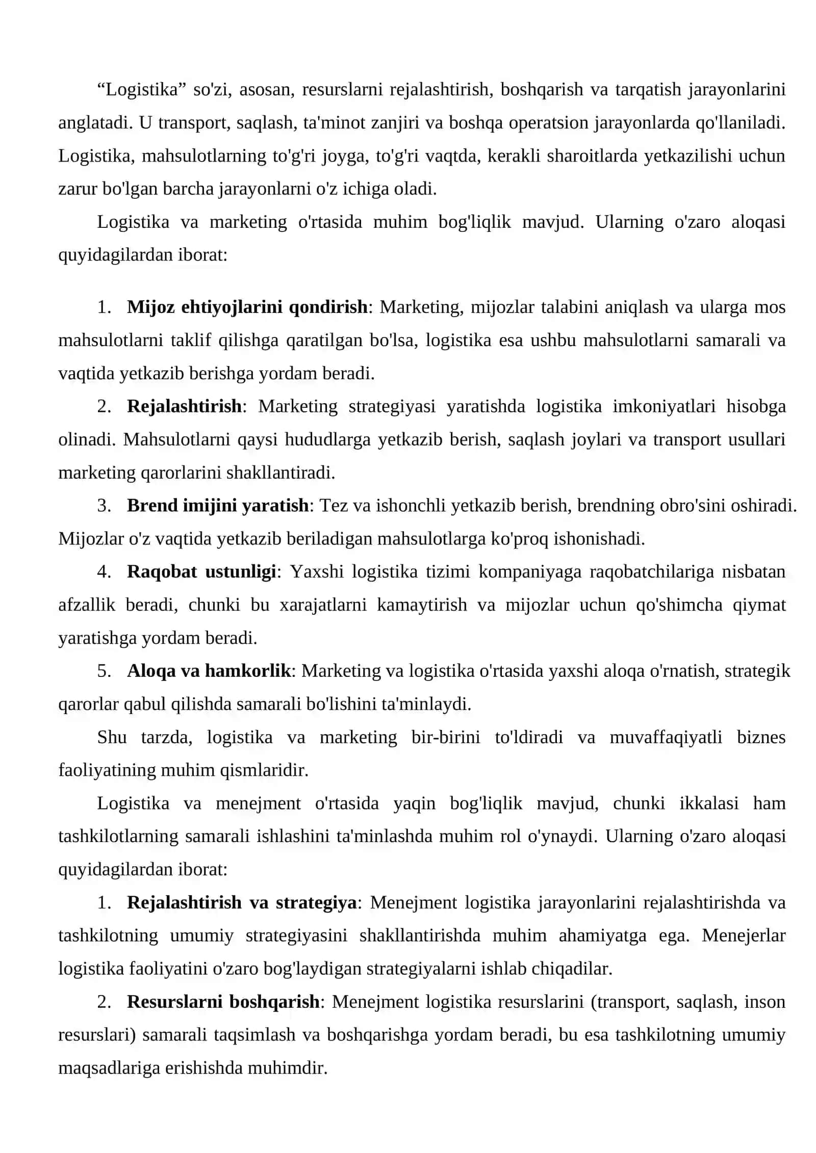 Logistik texnologiya tushunchasi, mazmuni va mohiyati 2