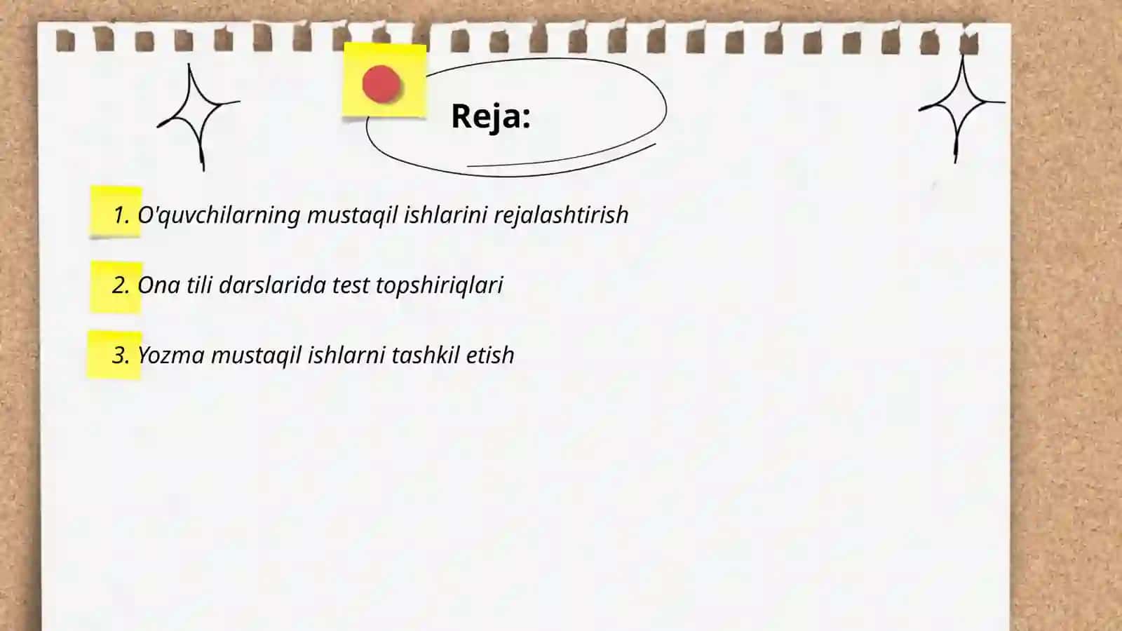 O'quvchilarning mustaqil ishlarini rejalashtirish 2