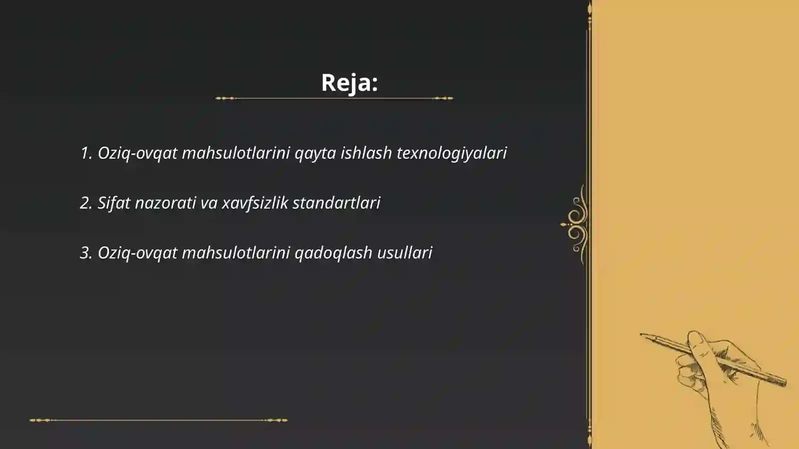 Oziq-ovqat sanoati korxonalari mahsulotlarini qayta ishlash va sotish tizimini tashkil etish va takomillashtirish 2