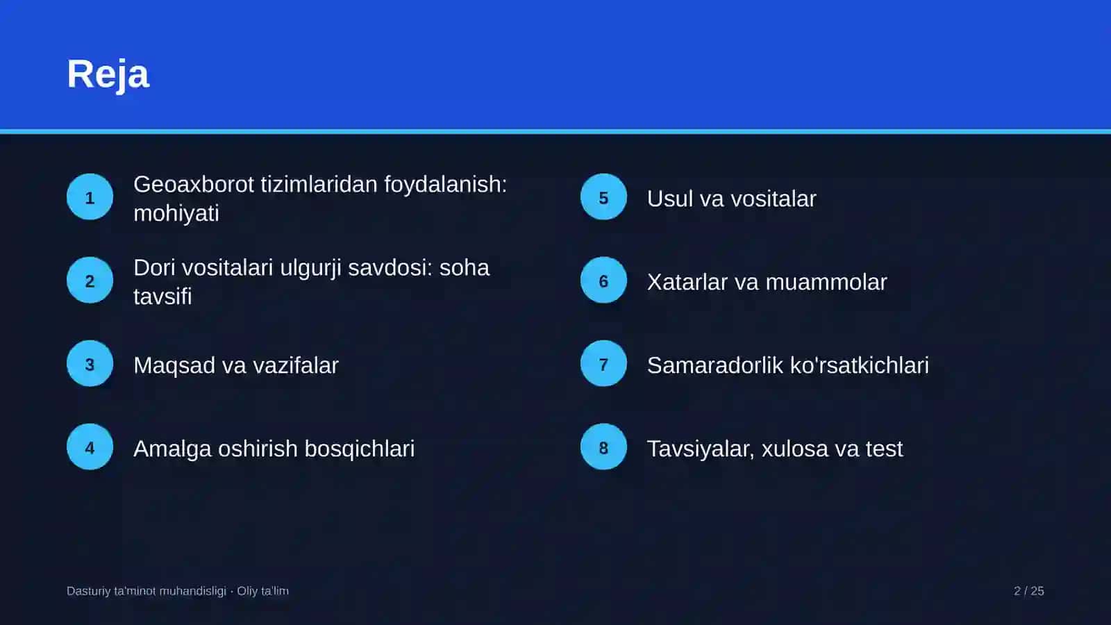 DASTURIY TA'MINOT MUHANDISLIGI · OLIY TA'LIM 2