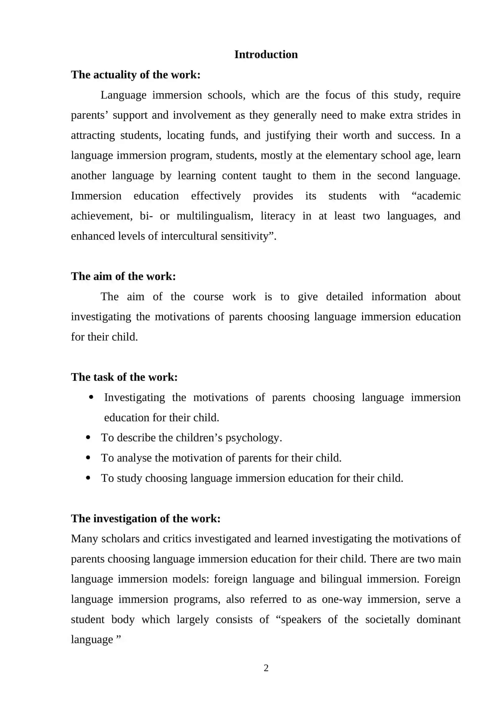 Language immersion education for their child 2