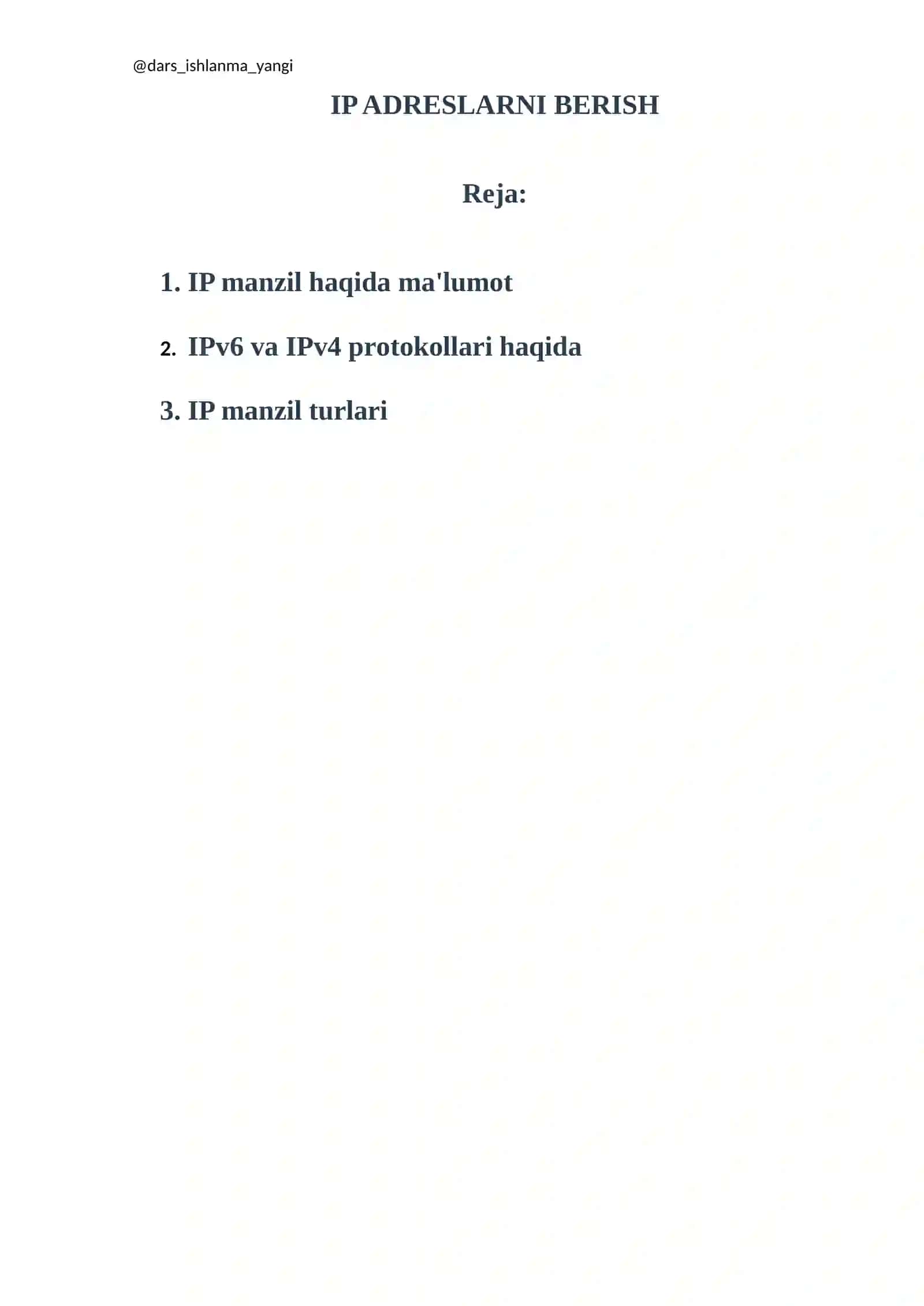 IP ADRESLARNI BERISH 2