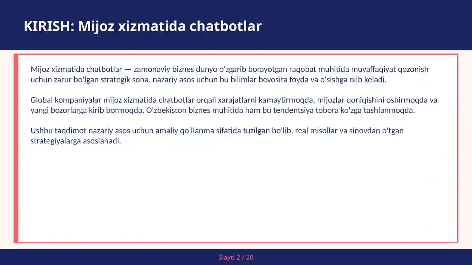 MIJOZ XIZMATIDA CHATBOTLAR 2