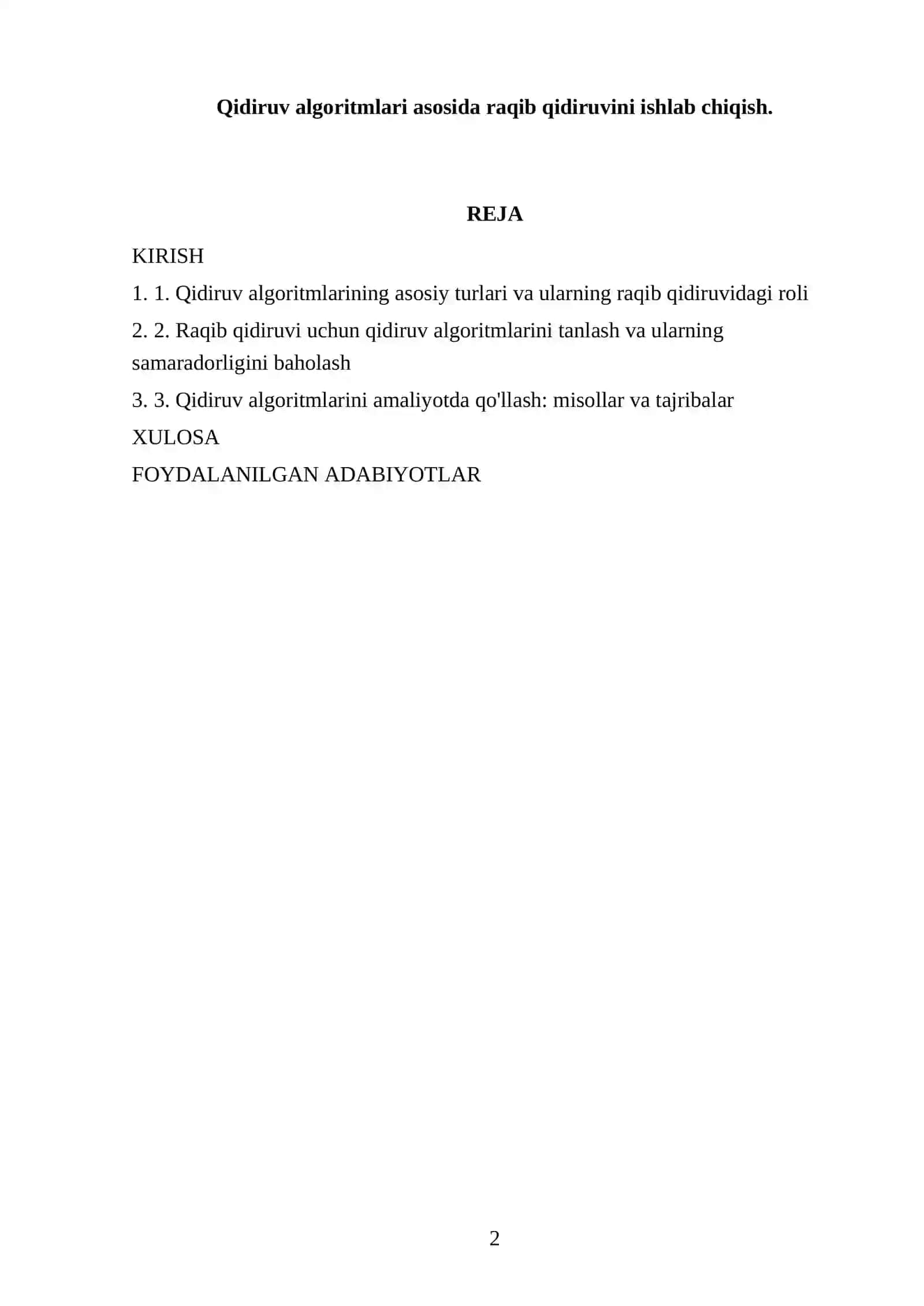 Qidiruv algoritmlari asosida raqib qidiruvini ishlab chiqish 2