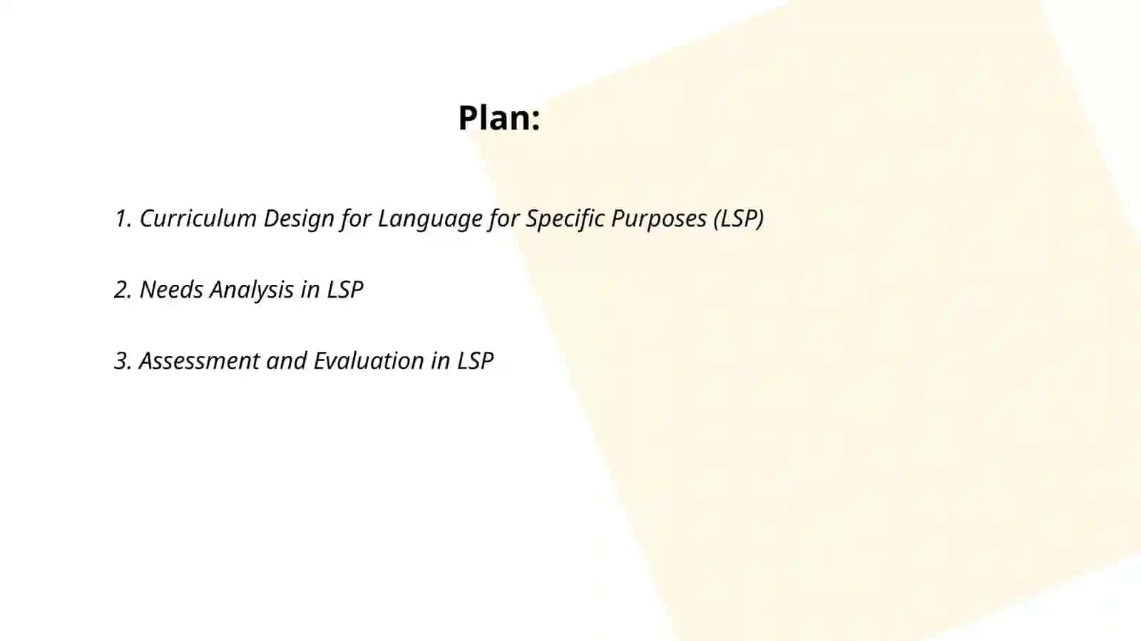 Curriculum Design for Language for Specific Purposes (LSP) 2