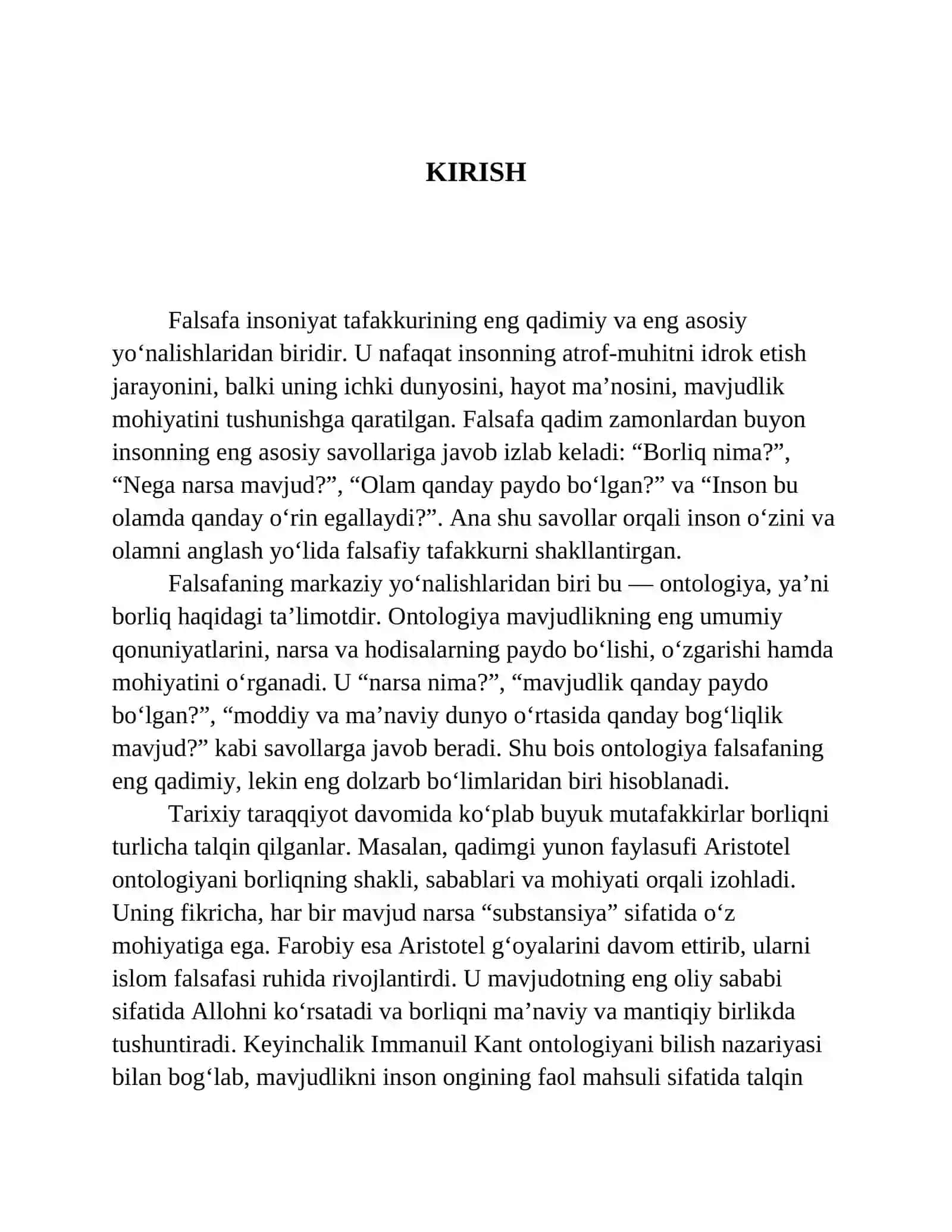 Aristotel, Farobiy va Immanuil Kant ontologiyasi
kategoriyalar tasnifi 2