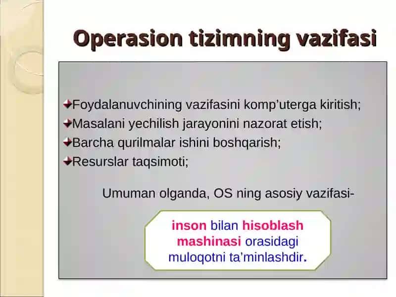 Zamonaviy operatsion tizimlarning tavsifi 2