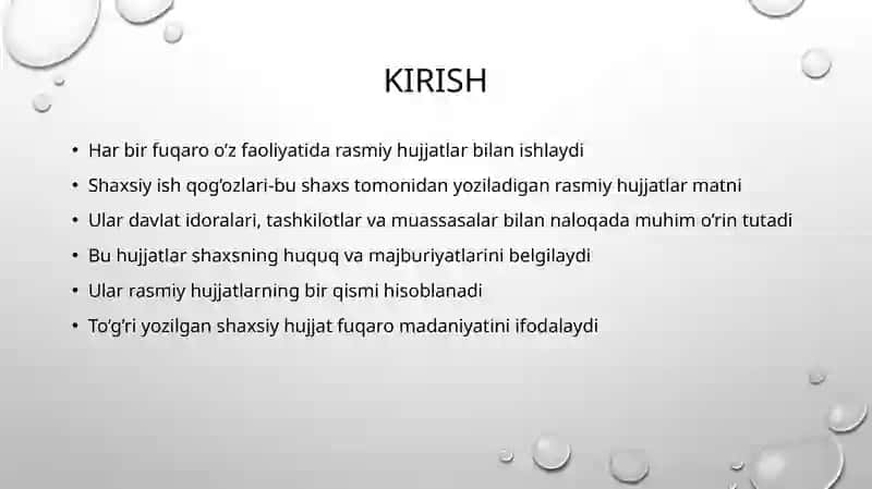 Shaxsiy ish qog’ozlari uslubi 2