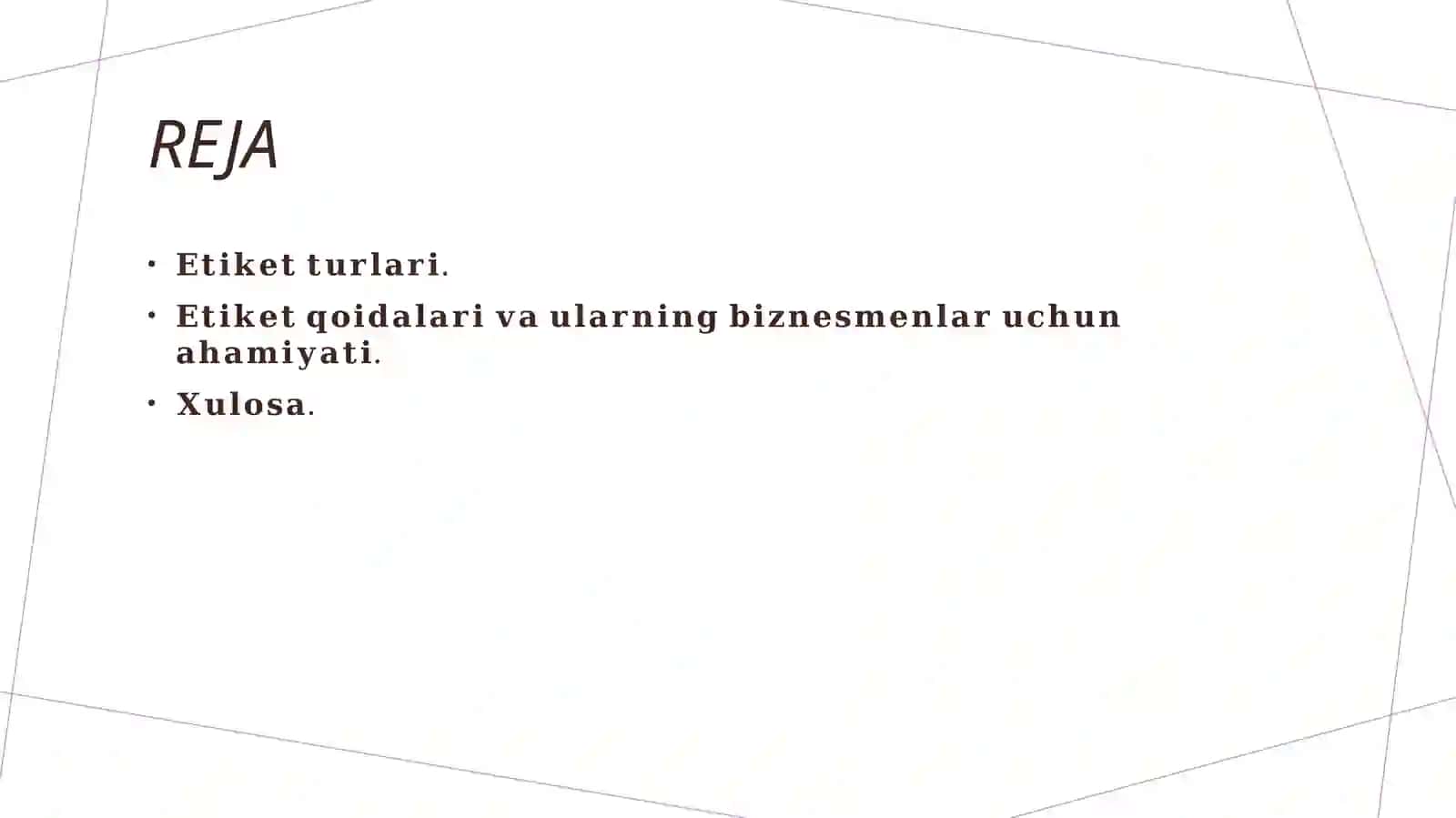 Etiket turlari va ulardagi xususiyatlar 2