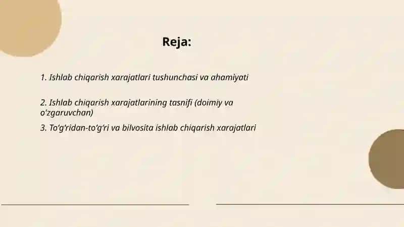 Ishlab chiqarish xarajatlari 2