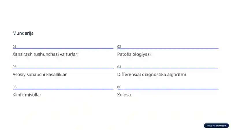 Xansirash (Dispnoe) bo‘yicha differensial diagnostika 2