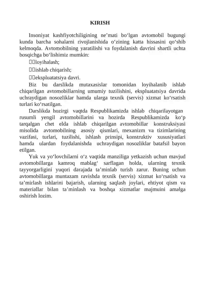 AVTOMOBILLARNING TRANSMISSIYASIGA TEXNIK XIZMAT KO’RSATISH VA TA’MIRLASH TEXNOLOGIYASI 2