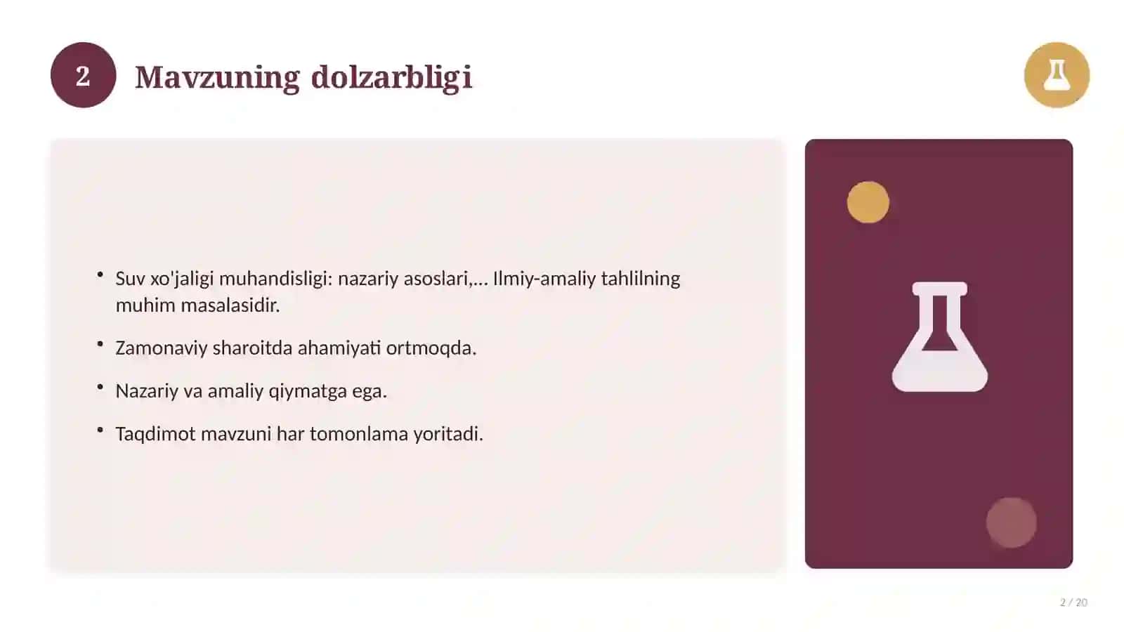 Suv xo'jaligi muhandisligi: nazariy asoslari, tizimli yondashuvda (Magistrlik dissertatsiyasi mavzusi) 2