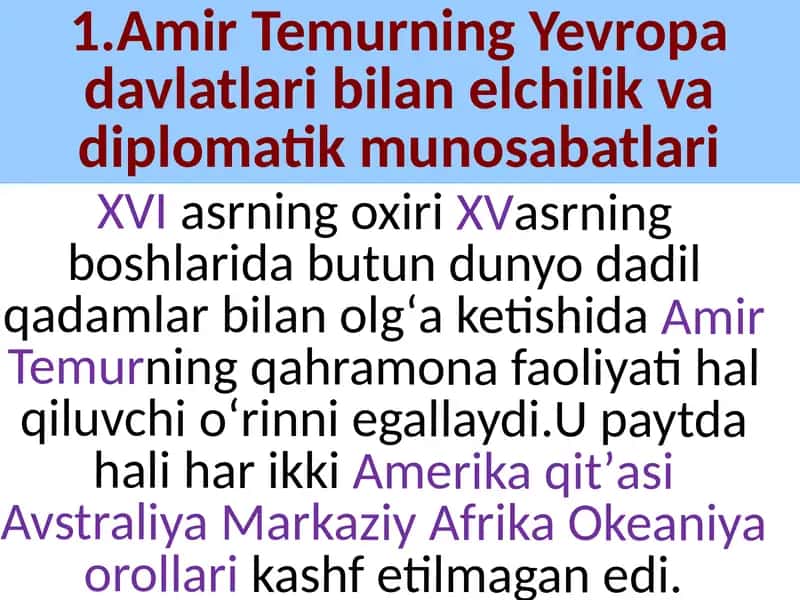 Amir Temurning Tashqi Siyosati 2