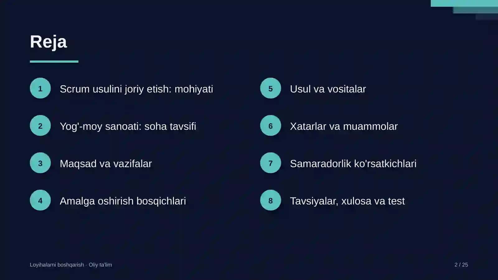 Yog'-moy sanoatida Scrum usulini joriy etish 2