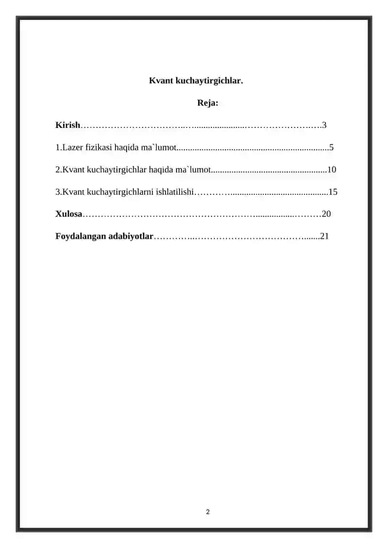 Kvant kuchaytirgichlar. 2