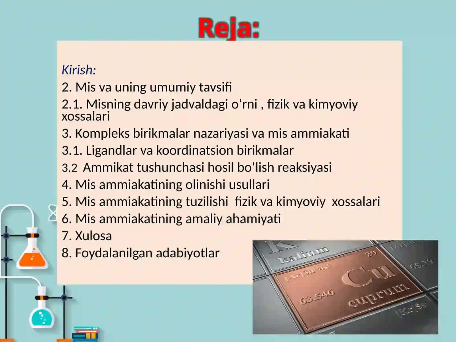 MIS AMMIAKATINING OLINISHI VA XOSSALARIM 2