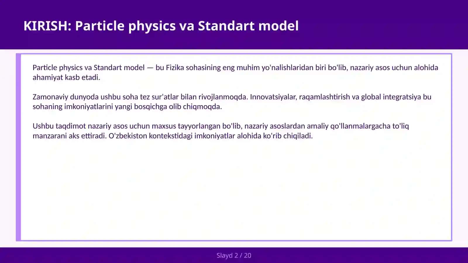 PARTICLE PHYSICS VA STANDART MODEL 2