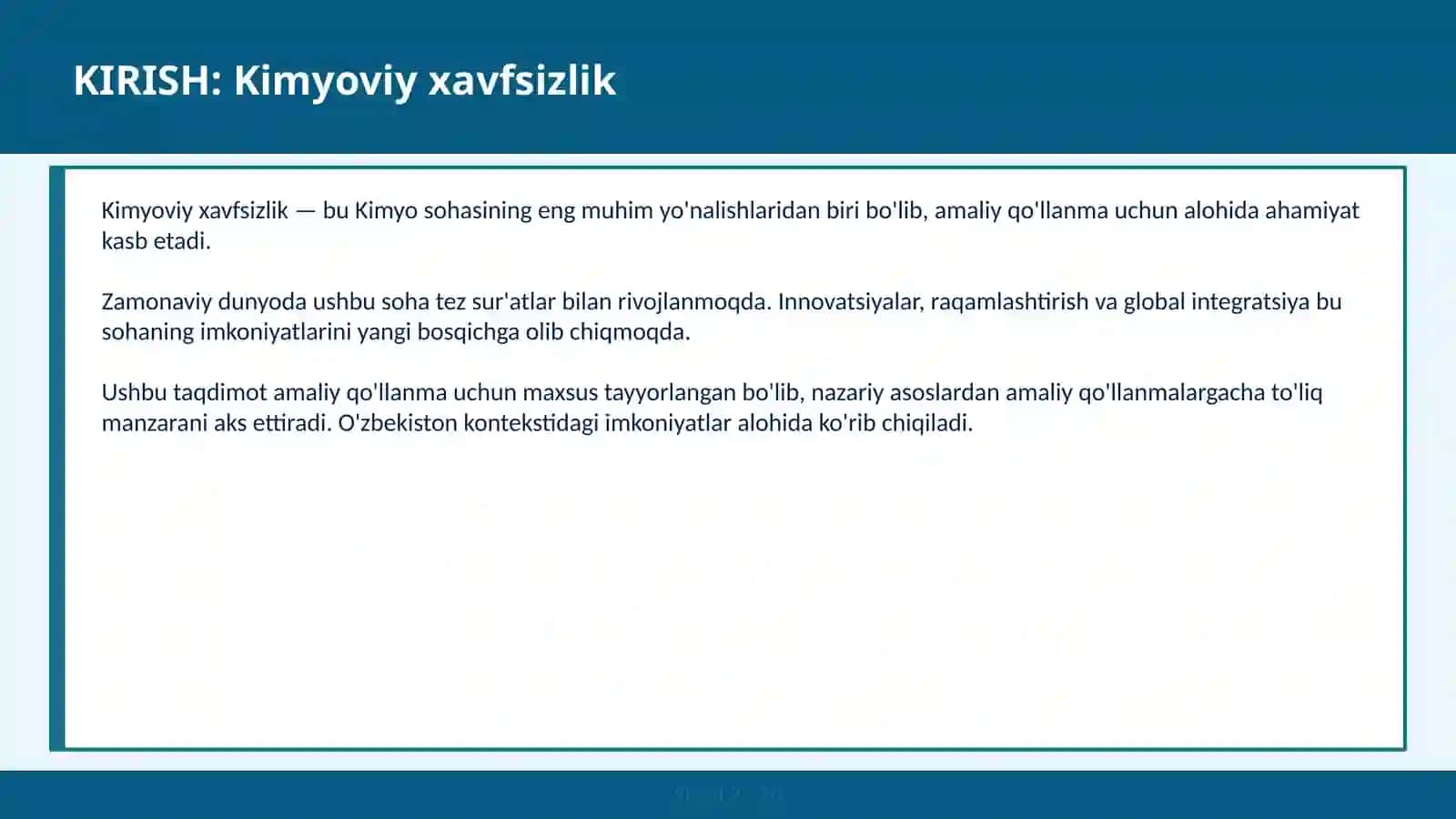 Kimyoviy xavfsizlik 2