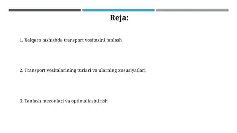 Transport vositalarini tanlash 2