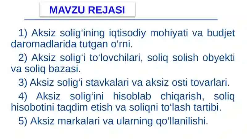 AKSIZ SOLIG‘I 2