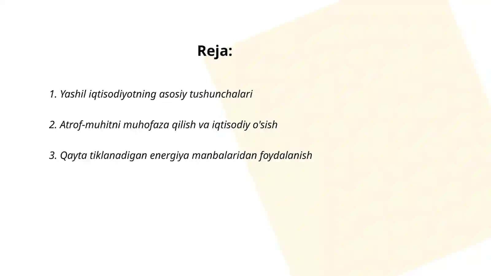 Yashil Iqtisodiyotga o'tish tajribasi 2