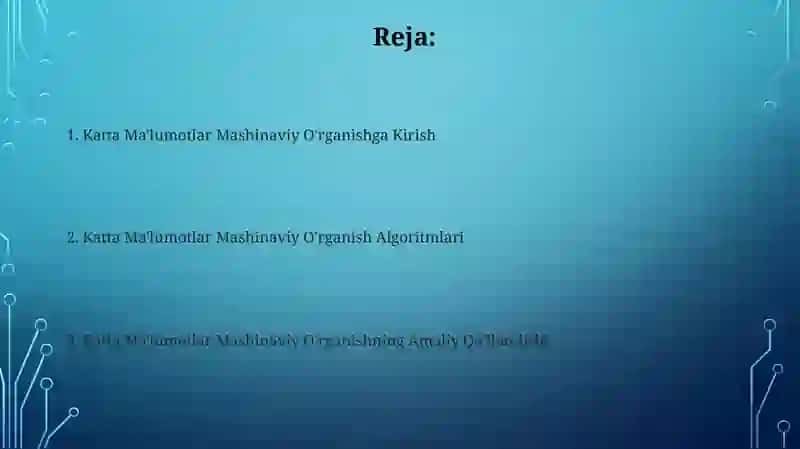 Katta Ma'lumotlar Mashinaviy O'rganish 2