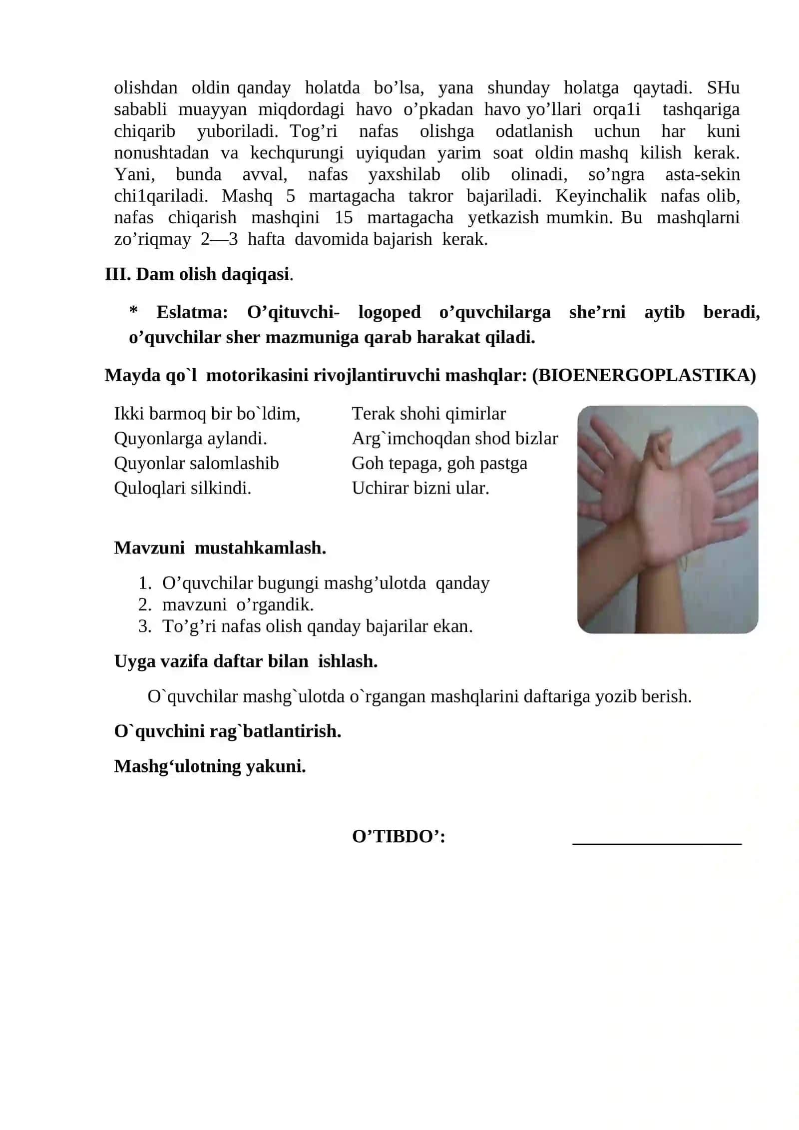 Nafas ustida ishlash 2