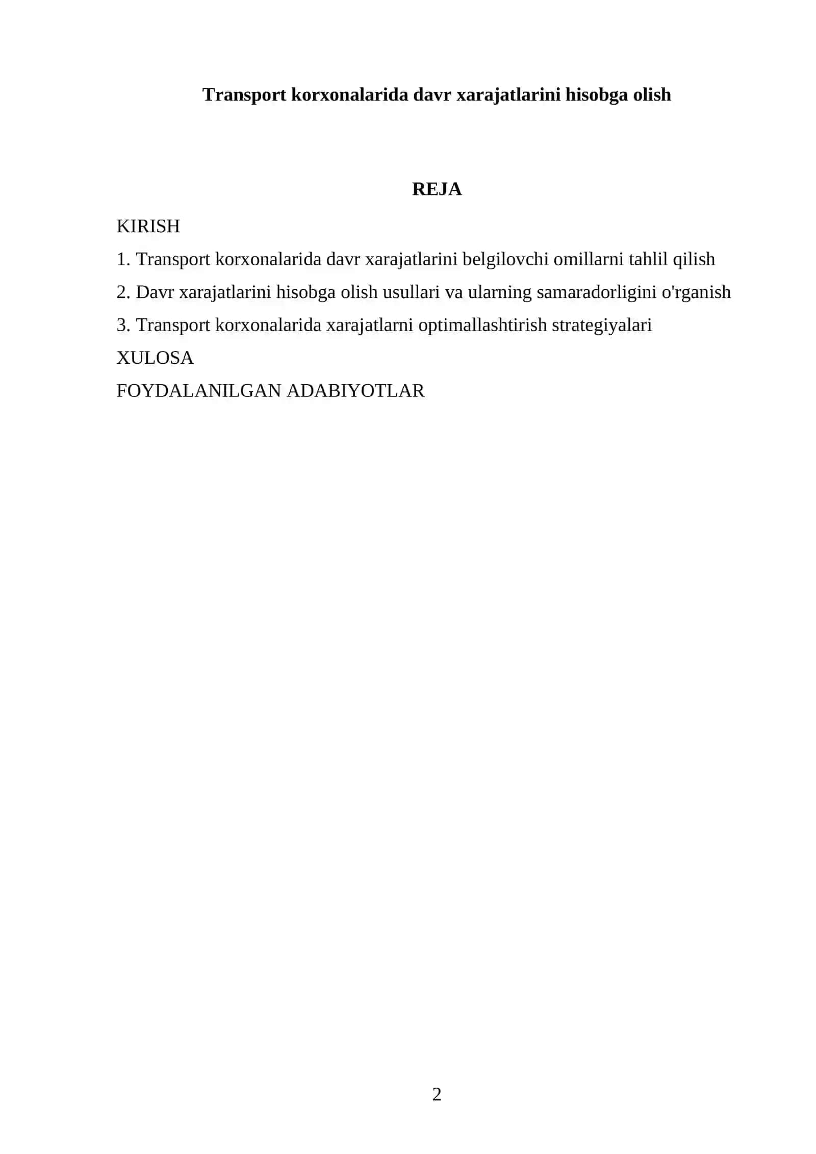 Transport korxonalarida davr xarajatlarini hisobga olish 2