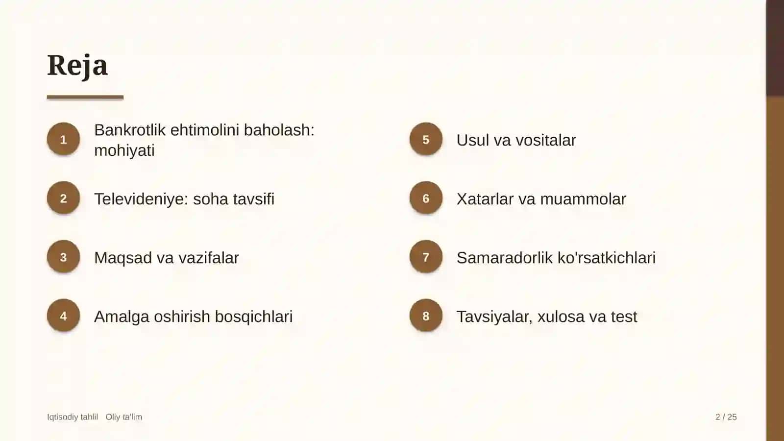 Televideniyeda bankrotlik ehtimolini baholash 2
