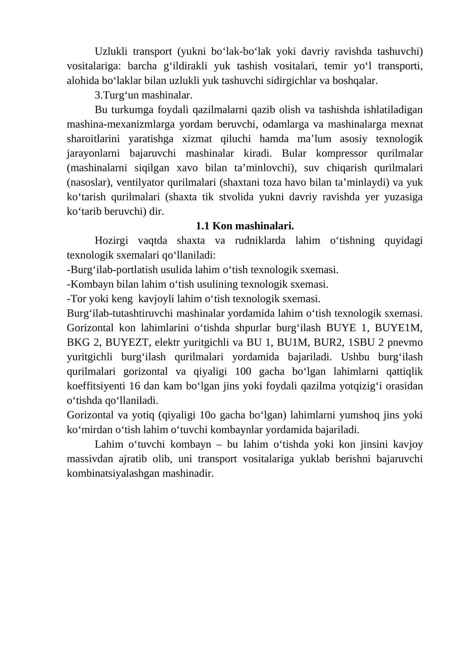 Konchilik sohasida ishlatiladigan mashina-mexanizmlar 2