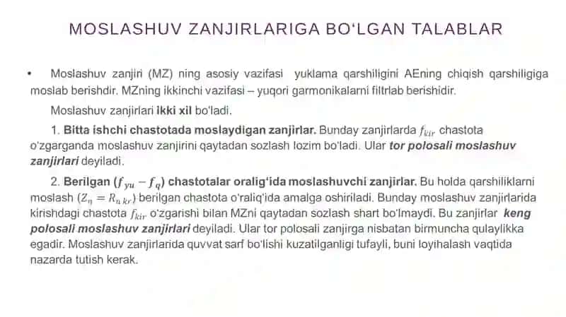 MOSLASHUV ZANJIRLARI 2