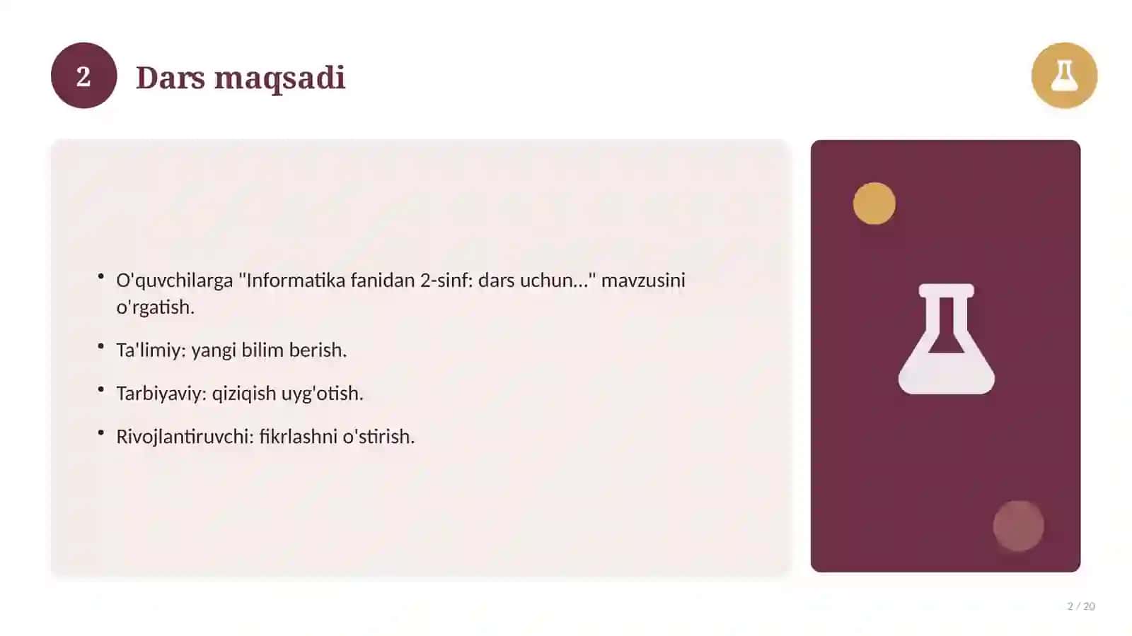 Informatika fanidan 2-sinf: dars uchun slayd-taqdimot 2