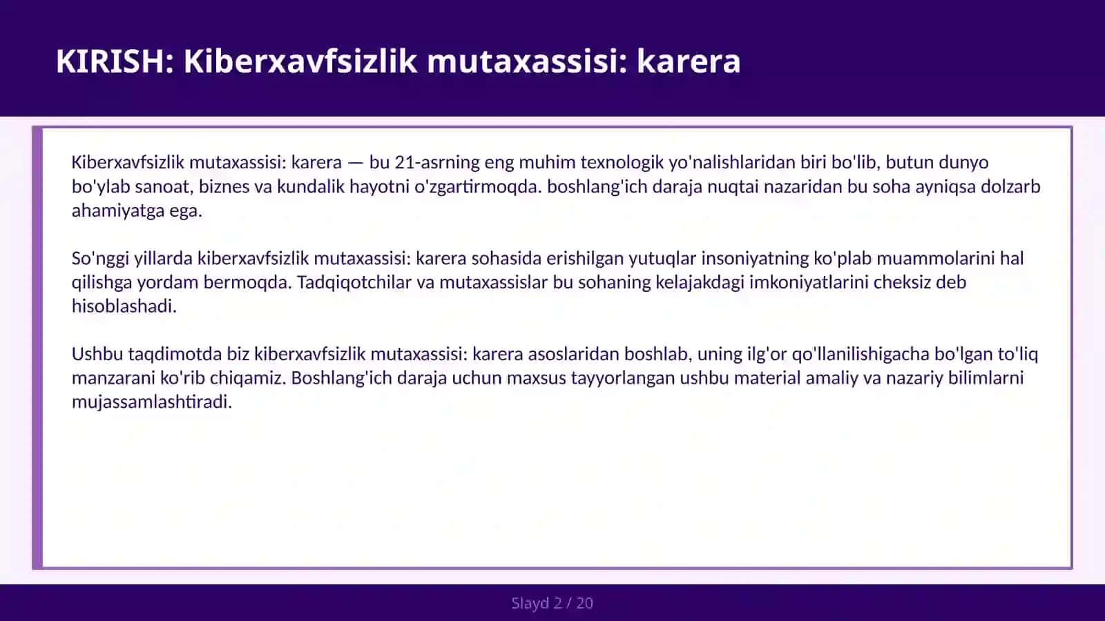 Kiberxavfsizlik mutaxassisi: karera 2