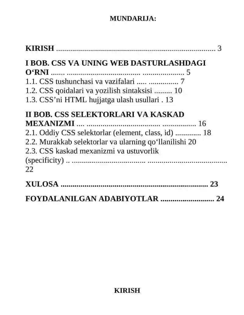 CSS selektorlar va kaskad mexanizmi 2
