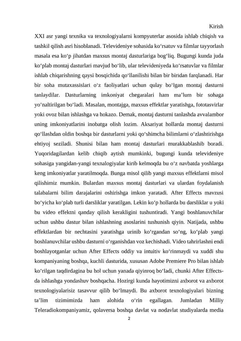 Pedagogik dasturiy vositalar yaratishda After Effects imkoniyatlaridan foydalanish 2