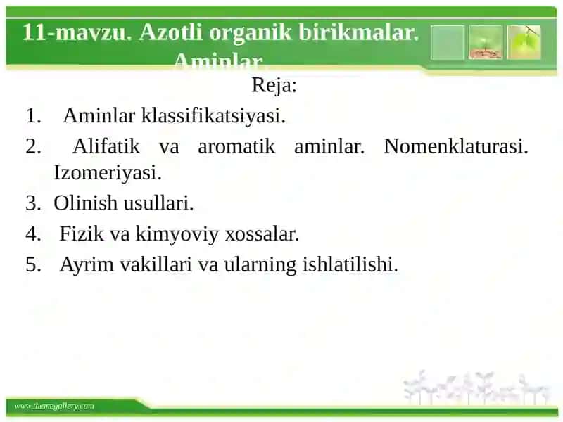 Аzоtli оrgаnik birikmаlаr. Аminlаr 2