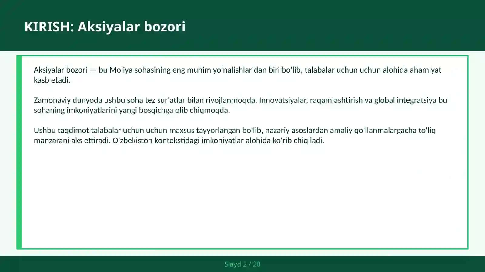Aksiyalar bozori 2