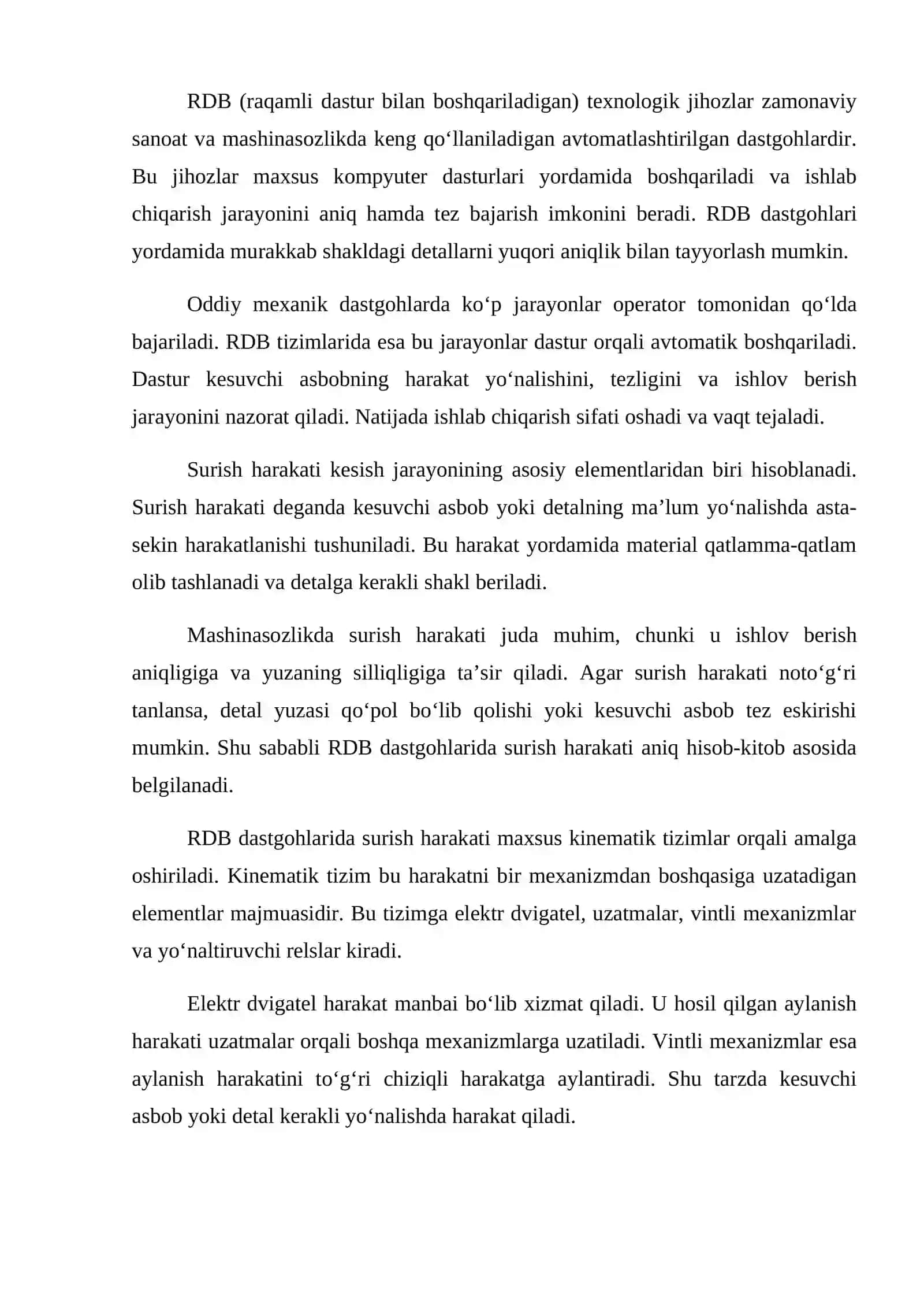 RDB (raqamli dastur bilan boshqariladigan) texnologik jihozlar 2