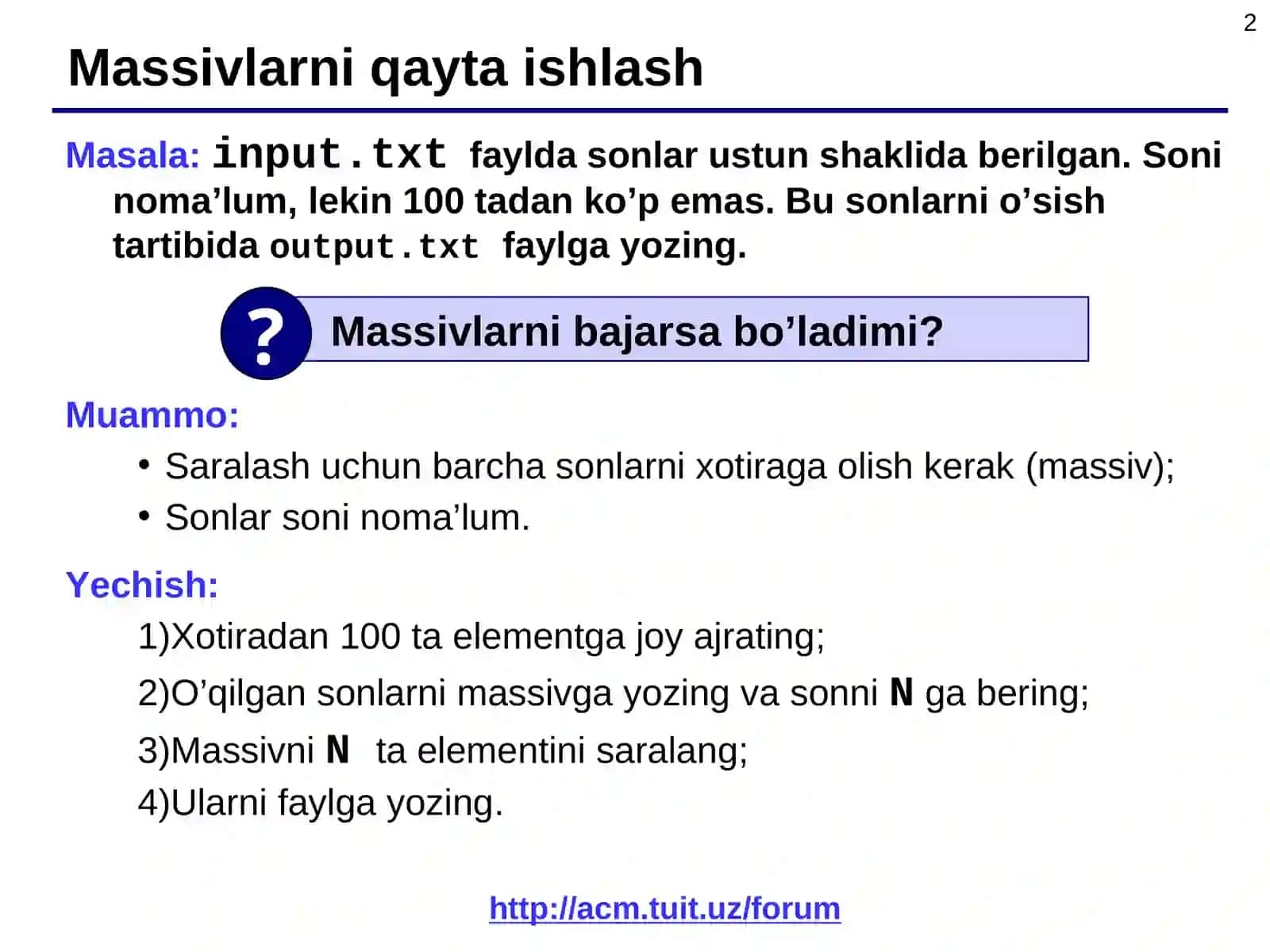 Matnli va binaar fayllar bilan ishlash 2