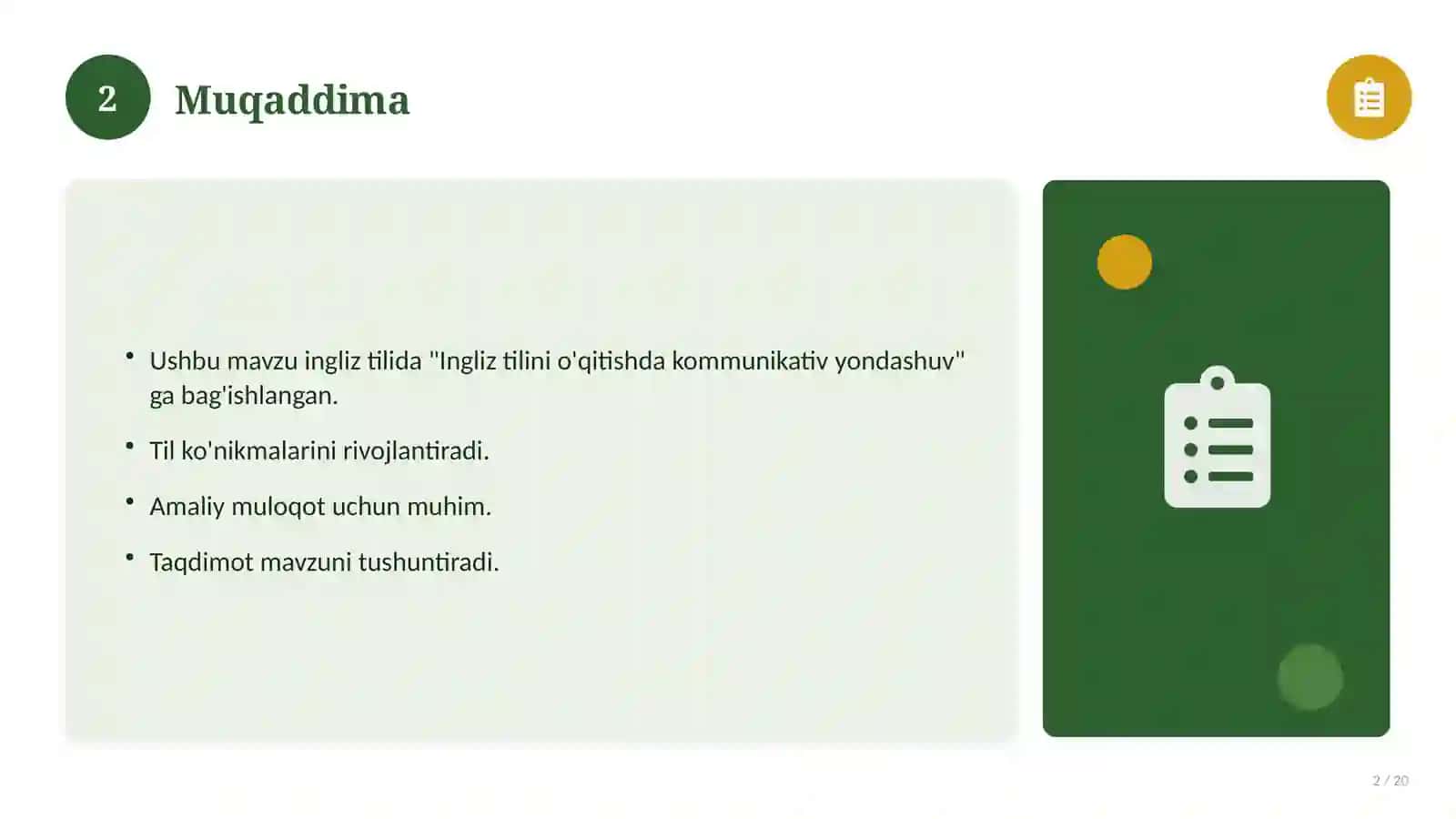 Ingliz tilini o'qitishda kommunikativ yondashuv 2